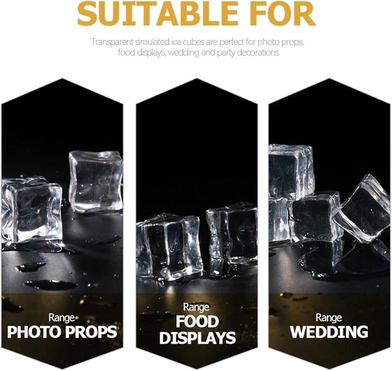 50Pcs Clear Acrylic Ice Cubes Reusable for Photography Props Table Decoration Fish Tank Food Display - Image 5